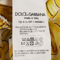 Pre Owned Dolce & Gabbana Yellow Majolica Print Cotton Off-Shoulder Crop Top M
