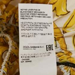 Pre Owned Dolce & Gabbana Yellow Majolica Print Cotton Off-Shoulder Crop Top M