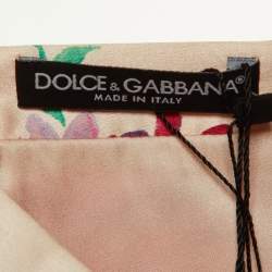 Pre Owned Dolce & Gabbana Pink Floral Printed Silk Satin Midi Skirt L