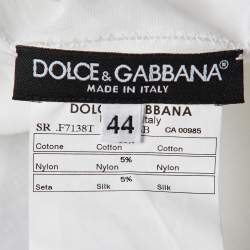 Pre Owned Dolce & Gabbana Off-White Cotton Contrast Trim Top M