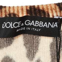 Pre Owned Dolce & Gabbana Brown Animal Printed Cashmere Cardigan L