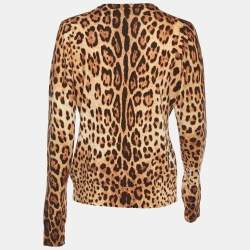 Pre Owned Dolce & Gabbana Brown Animal Printed Cashmere Cardigan L