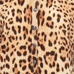 Pre Owned Dolce & Gabbana Brown Animal Printed Cashmere Cardigan L