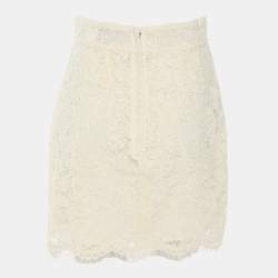 Pre Owned Dolce & Gabbana Cream Lace Mini Skirt S
