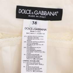 Pre Owned Dolce & Gabbana Cream Lace Mini Skirt S