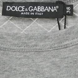 Pre Owned Dolce & Gabbana Grey Patterned Jersey Tank Top S