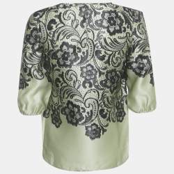 Pre Owned Dolce & Gabbana Green Floral Print Organza Top XS 