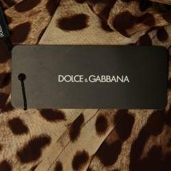 مملوكة مسبقًا Dolce & Gabbana Brown Leopard Print Silk Lace Trim Mini Dress S