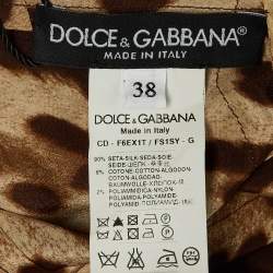 مملوكة مسبقًا Dolce & Gabbana Brown Leopard Print Silk Lace Trim Mini Dress S