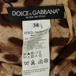 مملوكة مسبقًا Dolce & Gabbana Brown Leopard Print Silk Lace Trim Mini Dress S