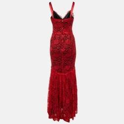 Pre Owned Dolce & Gabbana Special Edition Red Lace Maxi Dress S