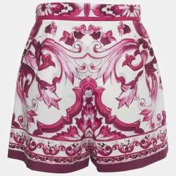 Pre Owned Dolce & Gabbana Pink Majolica Print Poplin Shorts M