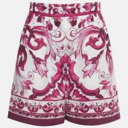 Pre Owned Dolce & Gabbana Pink Majolica Print Poplin Shorts M