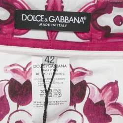Pre Owned Dolce & Gabbana Pink Majolica Print Poplin Shorts M