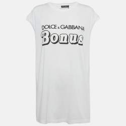 Pre Owned Dolce & Gabbana White Logo Print Jersey Tank Top M