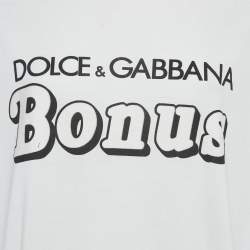 Pre Owned Dolce & Gabbana White Logo Print Jersey Tank Top M