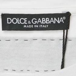 Pre Owned Dolce & Gabbana White Logo Print Jersey Tank Top M