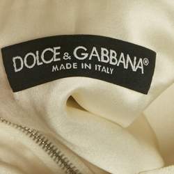 Pre Owned Dolce & Gabbana White Printed Jacquard Shift Dress M