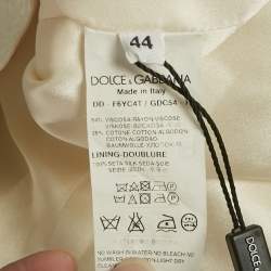 Pre Owned Dolce & Gabbana White Printed Jacquard Shift Dress M