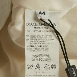 Pre Owned Dolce & Gabbana White Printed Jacquard Shift Dress M