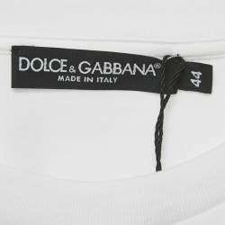Pre Owned Dolce & Gabbana White Logo Detail Jersey Crop T-Shirt M