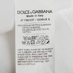 Pre Owned Dolce & Gabbana White Logo Detail Jersey Crop T-Shirt M
