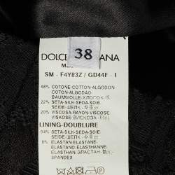 Pre Owned Dolce & Gabbana Black Floral Embroidered Cotton Blend Short Skirt S