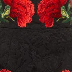 Pre Owned Dolce & Gabbana Black Floral Embroidered Cotton Blend Short Skirt S
