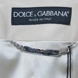 Pre Owned Dolce & Gabbana Beige Crystal Embellished Leather Jacket S