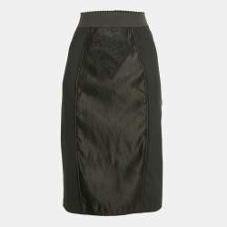 مملوكة مسبقًا Dolce & Gabbana Black Stretch Crepe and Satin Pencil Skirt M