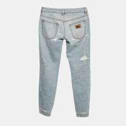 Pre Owned Dolce & Gabbana Blue Distressed Denim Pretty Fit Jeans XS/Waist 26"