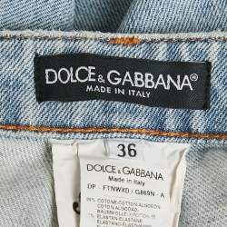 Pre Owned Dolce & Gabbana Blue Distressed Denim Pretty Fit Jeans XS/Waist 26"