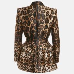 Pre Owned بليزر دولتشي آند غابا نا جاكار بنقشة الفهد بني مقاس صغير - سمول