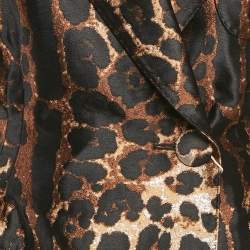 Pre Owned بليزر دولتشي آند غابانا جاكار بنقشة الفهد بني مقاس صغير - سمول