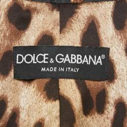Pre Owned بليزر دولتشي آند غابانا جاكار بنقشة الفهد بني مقاس صغير - سمول
