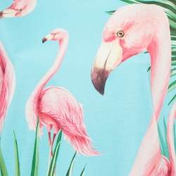 مملوكة مسبقًا تي شيرت دولتشي أند غابانا مع دي جاي خالد قطن محبوك بطبعة فلامنغو وحمار وحشي متعددة الألوان مقاس متوسط