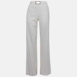 Pre Owned Dolce & Gabbana Cream Crepe Straight Leg Trousers S