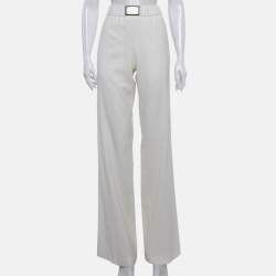 Pre Owned Dolce & Gabbana Cream Crepe Straight Leg Trousers S