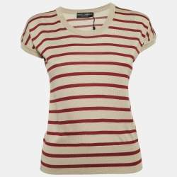 مملوكة مسبقًا Dolce & Gabbana Beige Striped Knit Top M