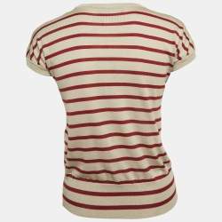 مملوكة مسبقًا Dolce & Gabbana Beige Striped Knit Top M