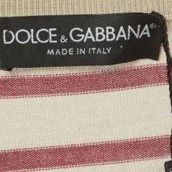 مملوكة مسبقًا Dolce & Gabbana Beige Striped Knit Top M