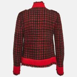 Pre Owned Dolce & Gabbana Black/Red Checks Tweed Jacket S