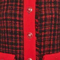 Pre Owned Dolce & Gabbana Black/Red Checks Tweed Jacket S
