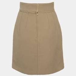 Pre Owned Dolce & Gabbana Beige Wool Flap Pocket Detail Mini Skirt S