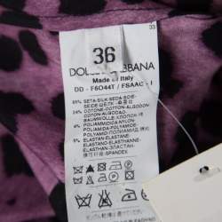 مملوكة مسبقًا Dolce & Gabbana Purple and Black Animal Printed Lace Insert Baby Doll Dress S