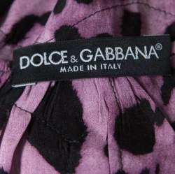 مملوكة مسبقًا Dolce & Gabbana Purple and Black Animal Printed Lace Insert Baby Doll Dress S