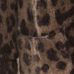 Pre Owned Dolce & Gabbana Brown Wool and Mohair Animal Printed Lamb Fur Trim Detail Jacket M