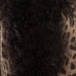 Pre Owned Dolce & Gabbana Brown Wool and Mohair Animal Printed Lamb Fur Trim Detail Jacket M