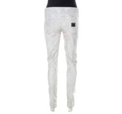 Pre Owned Dolce & Gabbana Monochrome Marbled Cotton Corduroy Tapered Pants M