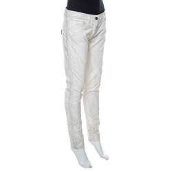 Pre Owned Dolce & Gabbana Monochrome Marbled Cotton Corduroy Tapered Pants M